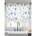 thumbnail image 2 of Oceans Animal Sheer Curtains 54 Inch Long 2 Panels, Summer Blue Starfish Seanut Coral Seagrass Light Filtering Rod Pocket Curtains, Sheer Voile Drapes for Living Room Bedroom, 52"x54", 2 of 8