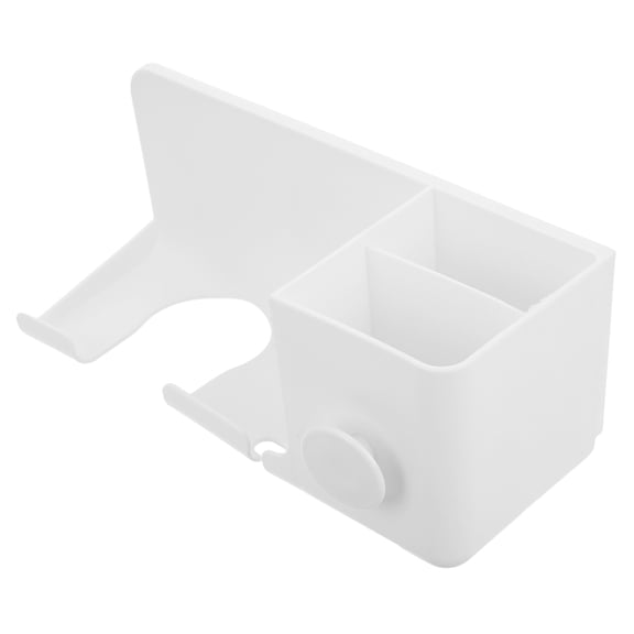 Wall Mounted Hair Dryer Holder with Storage Shelf for Bathroom White Plastic