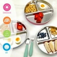thumbnail image 5 of Stainless Steel Divided Plates with Silicone Sleeve for Babies & Toddlers | Lids Included | Stay Put Suction | Dinner & Snack Plates | 4 Pack, 5 of 8