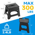 thumbnail image 2 of Home Folding Step Stool - Foot Stool with 11 Inch Height - Holds Up to 300 lbs - Lightweight Plastic Foldable Step Stool for Kitchen, Bathroom & Living Room, Black, 2 of 7
