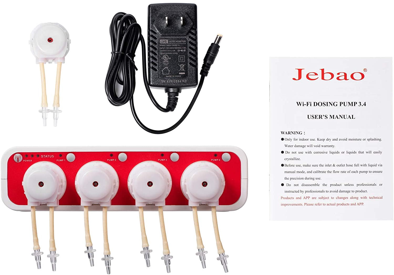 Jebao Doser 3.4 WiFi 4-Channel Auto Dosing Pump for Saltwater Reef Aquarium, White