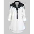 thumbnail image 1 of Más el tamaño de dos tonos rueda para arriba la blusa de la manga Rosegal Blusas Tallas Grandes, 1 of 5