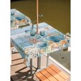 thumbnail image 2 of Outdoor Tablecloth with Umbrella Hole for Patio/Picnic/Party/Camping, Blue Coastal Waterproof Table Cloth Square Cover Washable, Summer Beach Starfish Shell Coral Nautical (60"x 60"), 2 of 8