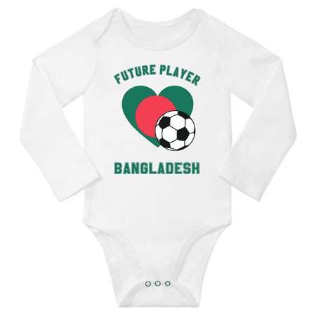 

Future Bangladesh Soccer Player Baby Long Slevve Rompers Bodysuit (White 3-6 Months)