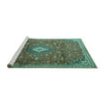 thumbnail image 2 of Ahgly Company Machine Washable Indoor Square Persian Turquoise Blue Traditional Area Rugs, 4' Square, 2 of 4