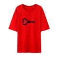 thumbnail image 2 of HTNBO Unisex Couple Valentines Days Tops for Women Men Short Sleeve Crew Neck Funny Print T Shirts, 2 of 4