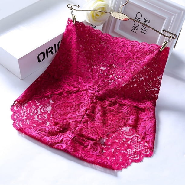 Ropa interior de cintura alta con encaje hueco y fina, sexy, de algodón, para mujer, bragas de mujer de talla grande con entrepierna cerrada