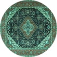 thumbnail image 1 of Ahgly Company Machine Washable Indoor Round Medallion Turquoise Blue Traditional Area Rugs, 4' Round, 1 of 4