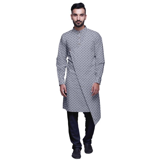 Atasi Kurta Pyjama de Designer pour Hommes Ensemble Kurta Angrakha Imprimé Vêtements d'Été