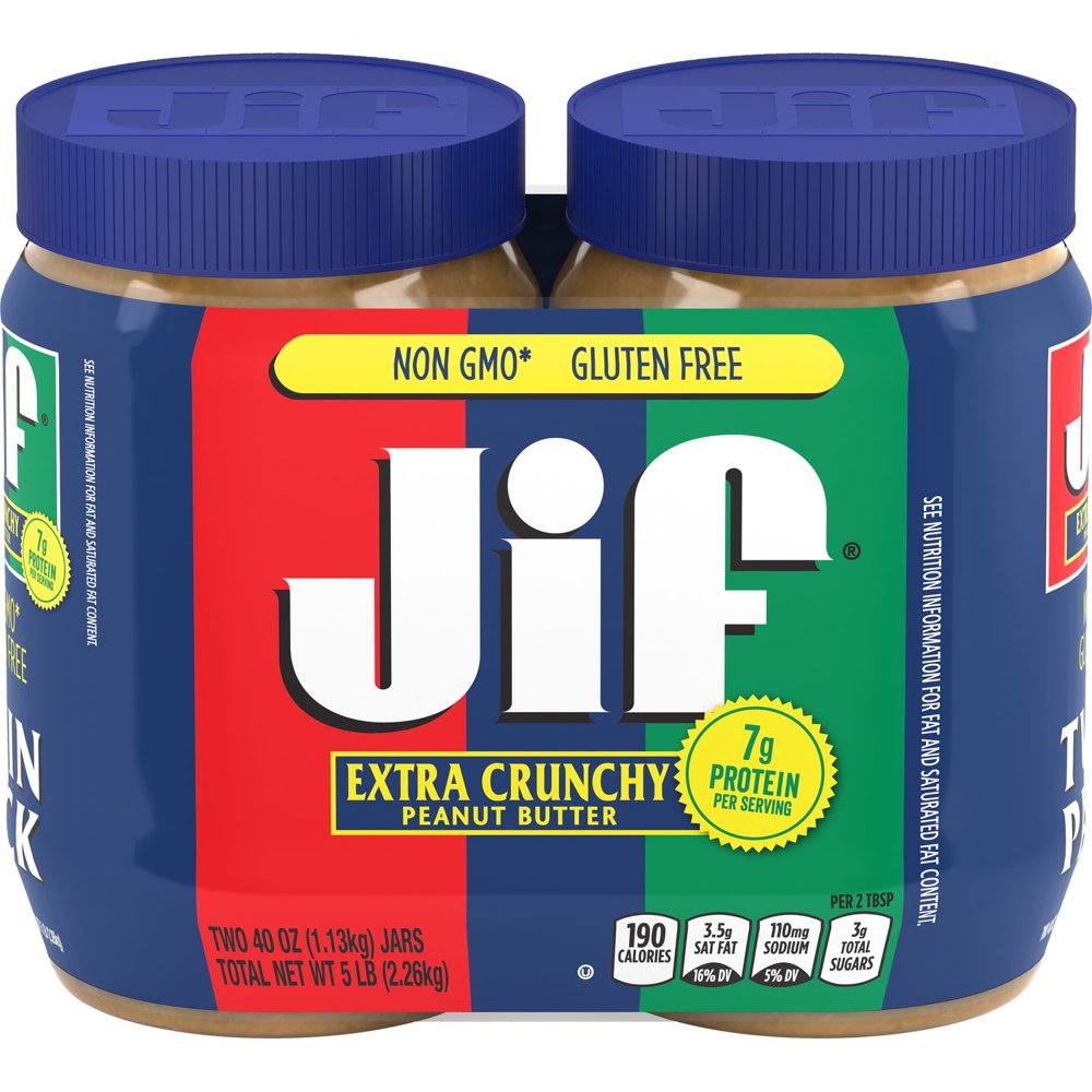 Jif Extra Crunchy Peanut Butter Twin Pack, 80Ounce