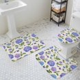 thumbnail image 3 of Purple Hydrangeas Bathroom Rugs Set Floral Leaf Retro Linen Texture Country Non Slip Absorbent Soft Bath Mats 3 Piece Set with Bathroom Rug, U-Shaped Floor Mat, Toilet Seat Cover Small Size, 3 of 9