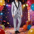 thumbnail image 2 of JAJAHO Sparkly Sequins Suit Set For Men Business Dress Wear Long Sleeve Glitter Button Up Slim Fit Suit Jacket Pants For Formal Wedding 2 Piece Trendy Outfit, 2 of 7