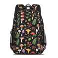 thumbnail image 2 of Mushroom and Fern Black Pattern Backpack for School, Cute School Bag with Adjustable Shoulder Straps and Padded Back, 16.9"x12.6"x5.9", 2 of 5