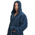 thumbnail image 2 of Men's Hooded Satin Look Fleece Plush Robe Turkish Bathrobe, 2 of 2
