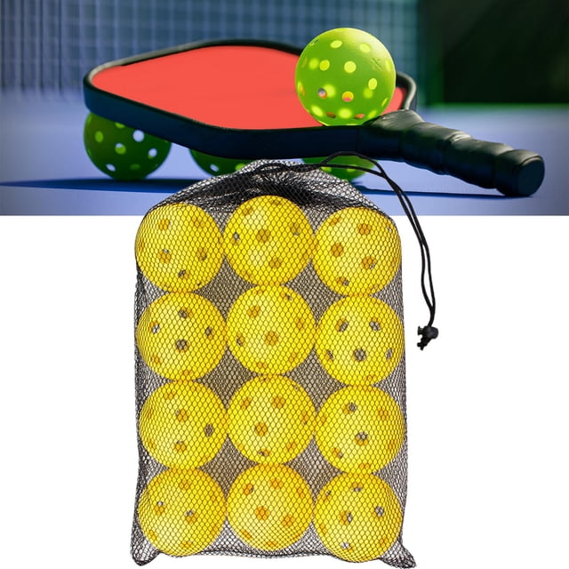 12 Uds. Bolas de Pickleball, Pelota de Competición, Pelota de Juguete de Práctica, 26 Agujeros para Sancionados Al Aire Libre, Juegos de entre Amarillo shamjiam Pelota de pickleball