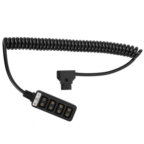 Cable divisor de toma D de 1 a 4 tomas para cámara de alimentación de fotografía (cable divisor con resorte en espiral)