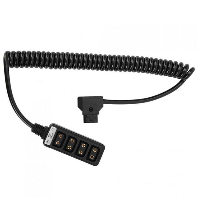 Cable divisor de toma D de 1 a 4 tomas para cámara de alimentación de fotografía (cable divisor con resorte en espiral)