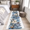 thumbnail image 4 of Blue Christmas Poinsettia 2'x6' Runner Rugs for Hallway Kitchen Bedside Non Slip Washable, Xmas Botanical Balls Snowflake Entryway Rug Runners with Rubber Backing, Long Carpet Runner for Laundry Room, 4 of 8