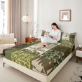 thumbnail image 4 of Feelyou Farmhouse Hunting Men Full Size Sheets, Green Camouflage Abstract Bed Sheets, Deer Animal Sheet Sets, Breathable Home Decor, 4 Pieces, 4 of 7