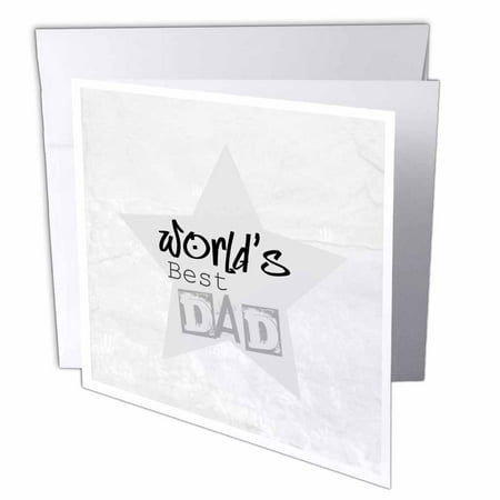 3dRose Worlds Best Dad in Gray Words Fathers Day, Greeting Cards, 6 x 6 inches, set of