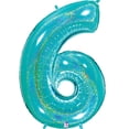 thumbnail image 2 of Megaloon Holographic Robin's Egg Blue Number 6 Foil Balloon 40", 2 of 2