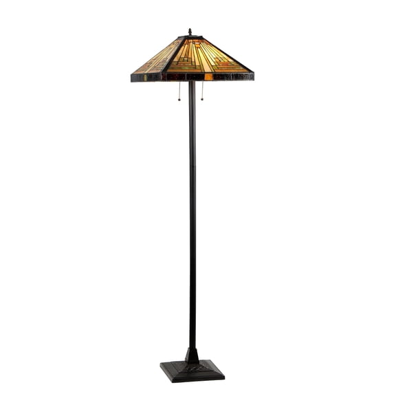 CH33359MR18-FL2 CHLOE Lighting INNES Tiffany-style 2 Light Mission Floor Lamp 18" Shade