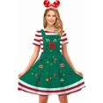 thumbnail image 1 of Pour g et PL Robe de Noël à Manches Courtes Imprimé 3D pour Femmes Elf, 1 of 7