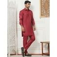 thumbnail image 4 of Punjabi Kurta Pajama Set Pathani Solid Color Indian Wear for Men (Maroon, 3XL), 4 of 8