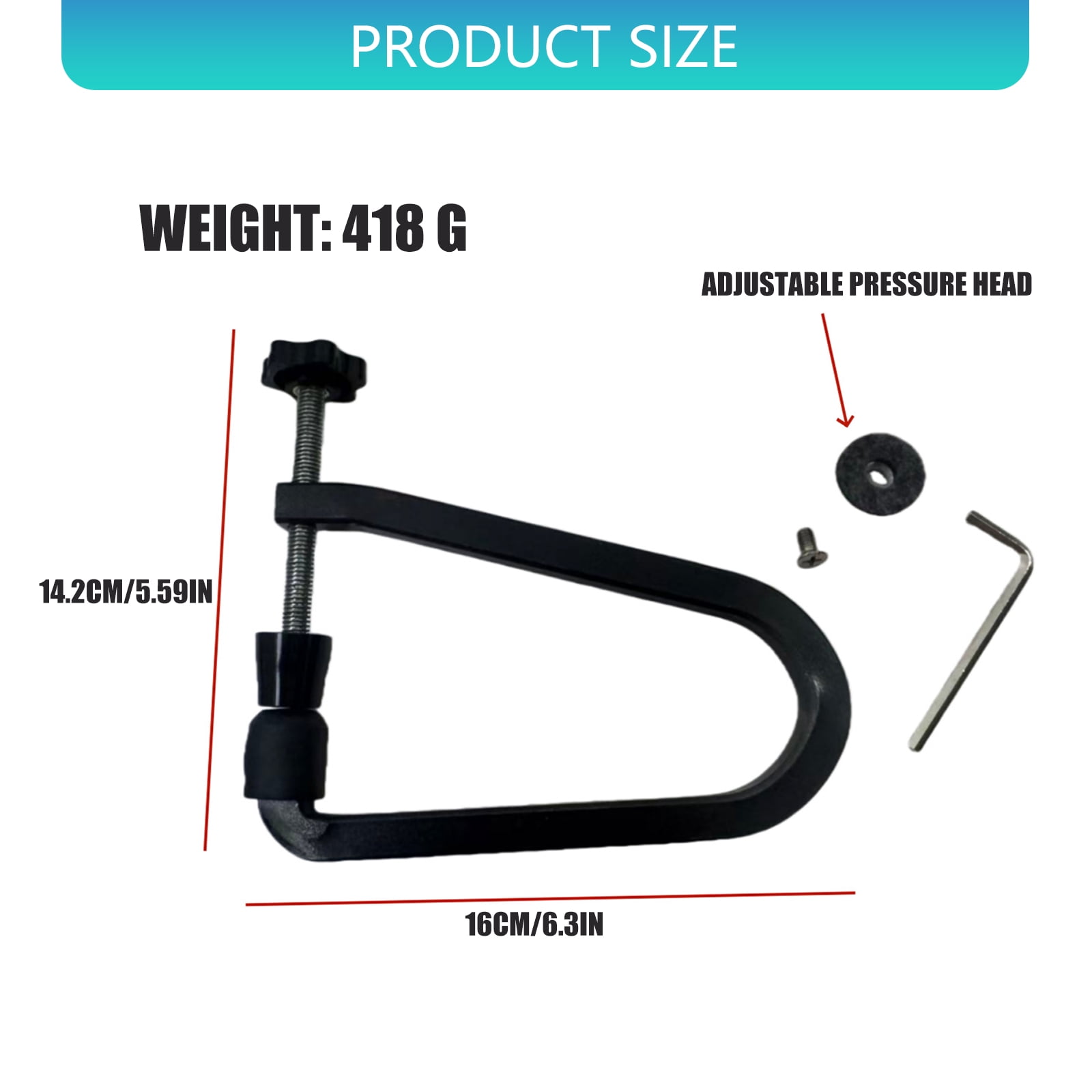 U Shape Adjustable Bridge Clamp for Black Classical Guitars with Stable Mounting Systems and Precise Installation