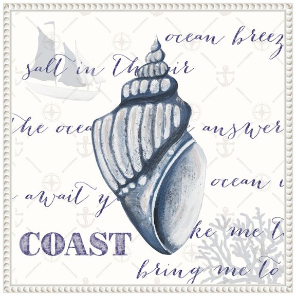 Amanti Art Indigo Ocean Treasures III Framed Canvas Wall Art Print