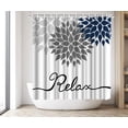thumbnail image 5 of Dahlia Shower Curtain Navy Blue and Grey Fabric Curtain Relax Bathroom Curtain for Home Decor Hooks Included 72" x 72" White, 5 of 6