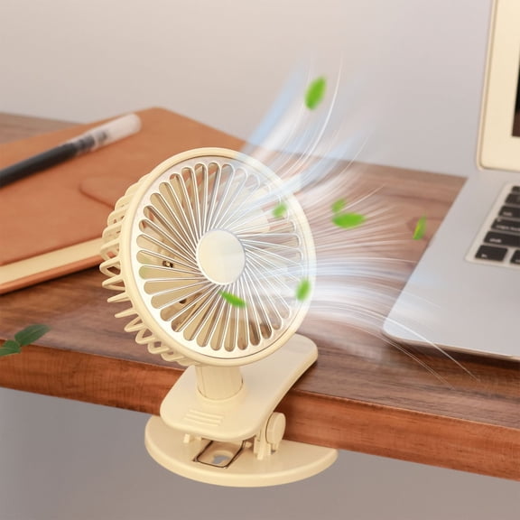 Fnyoxu Portable Clip on Fan, 360° Rotate Battery Operated Stroller Fan, 2 Speed Quiet Mini Personal Desk Fan, USB Rechargeable Clooing Fan for Outdoor Camping Golf Cart Stroller Home Office