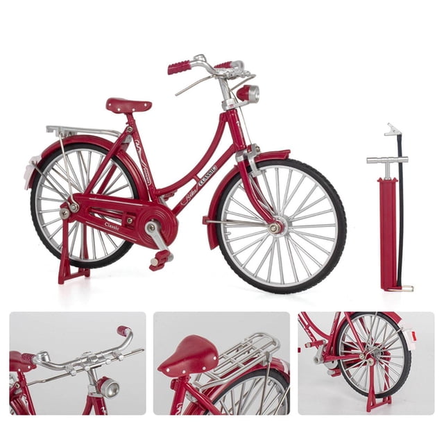 Langgg 1/10 Vélo Modèle Roue Rotative Objets de Collection Cadeau Modèle Vintage Simulation Ornements Artisanat Rétro pour Bureau