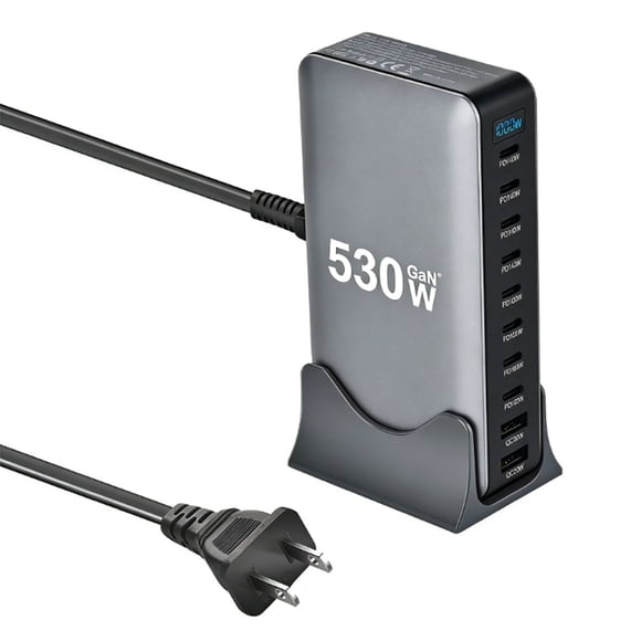 BALoFI Bloque Charger USB C de 530W, Estación de Carga USB C GaN IV de 8 Puertos, Adaptador Charger Rápido para Laptop de 100W, Esenciales de Viaje para MacBook Pro/Air, Dell, iPad, Samsung Galaxy