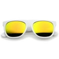 thumbnail image 2 of zeroUV Unisex Modern Super Flat-Top Wide Temple Colored Mirror Lens Horn Rimmed Sunglasses 55mm (Shiny White / Yellow Mirror) - 55mm, 2 of 5