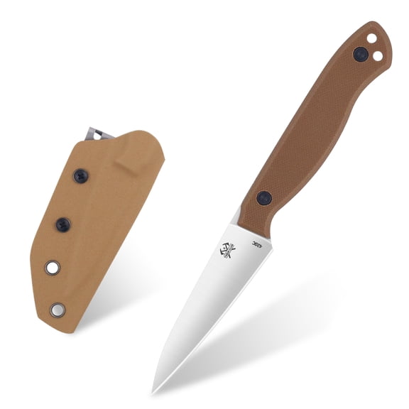 THRWCLUB 3.2" Camping Fixed Blade Knife, 420C Steel with G10 Handle, Kydex Sheath & Clip
