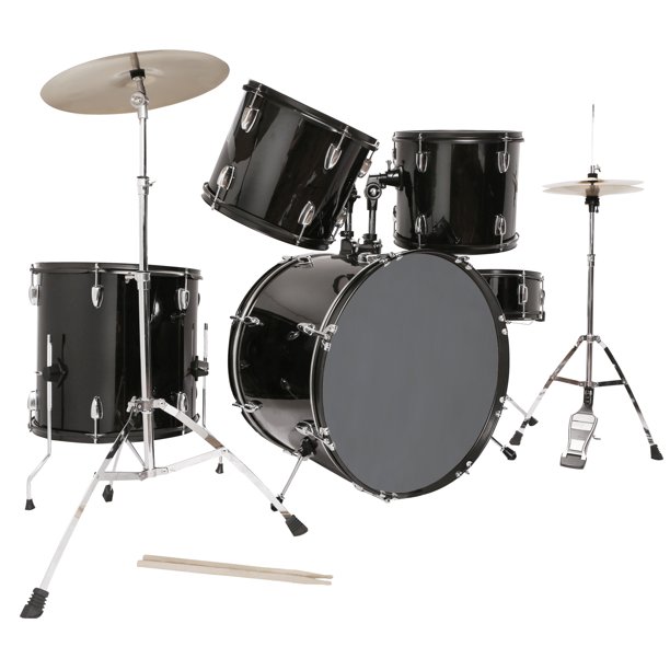 5 Piece Complete Adult Drum Set Cymbals Full Size Kit w/ Stool & Sticks