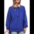 thumbnail image 2 of Sudadera para Mujer, Estilo Informal, de Larga, con Botones y Cuello Henley, Estilo Túnica, para Otoño. Azul L, 2 of 8