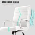 thumbnail image 4 of Modern Leather Conference Room Chair, High Back Home Office Chair – Adjustable Height Swivel Executive Computer Chair with Padded Seat & Armrest (White Frame with Gold Accents), 4 of 16