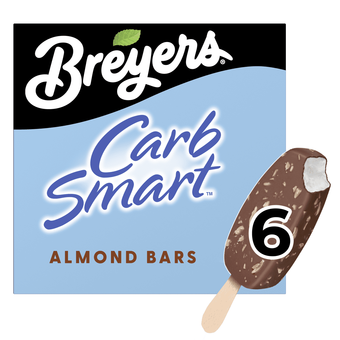 Breyers CarbSmart Creamy Almond Vanilla Ice Cream Bars Frozen Desserts, 6 Count
