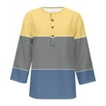 thumbnail image 4 of Jewelreauty Womens Half Button Casual Shirts 3/4 Sleeve Slim Fitting Tunic Tops Summer Cute Print Blouses (S, Yellow), 4 of 4
