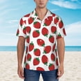 thumbnail image 2 of Fotbe Hand Drawn Strawberry Camisa Hawaiana para Hombre Unisex – Camisa Casual de Verano con Botones de Manga Corta de Algodón y Lino,Small, 2 of 7