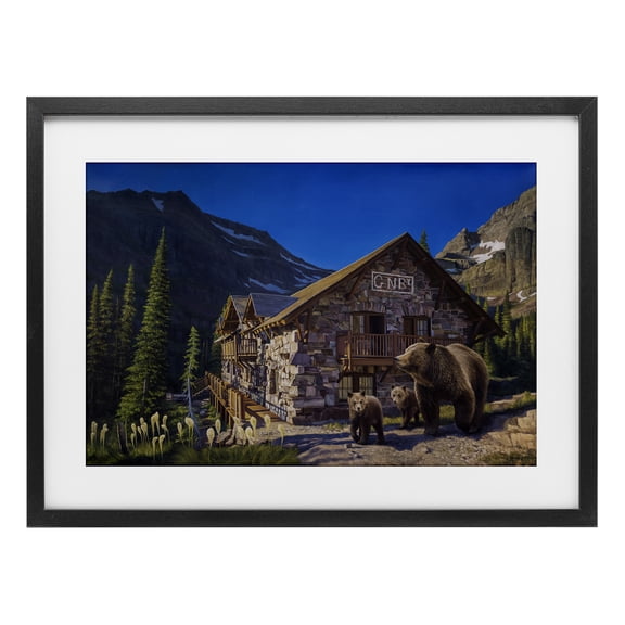 Stupell Industries Rustic Lodge Forest Cabin & Bears Black Framed Print Under Glass, 20 x 14, by James Corwin