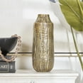 thumbnail image 2 of DecMode 14" Snakeskin Inspired Brass Metal Vase with Dimensional Wavy Accents, 2 of 10
