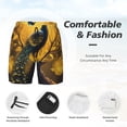 thumbnail image 2 of Kdxio Elegant Gold Leaf Peacock Print Men's Swim Trunks with Compression Liner 7 Inch Inseam Quick Dry Swim Shorts, 2 of 5