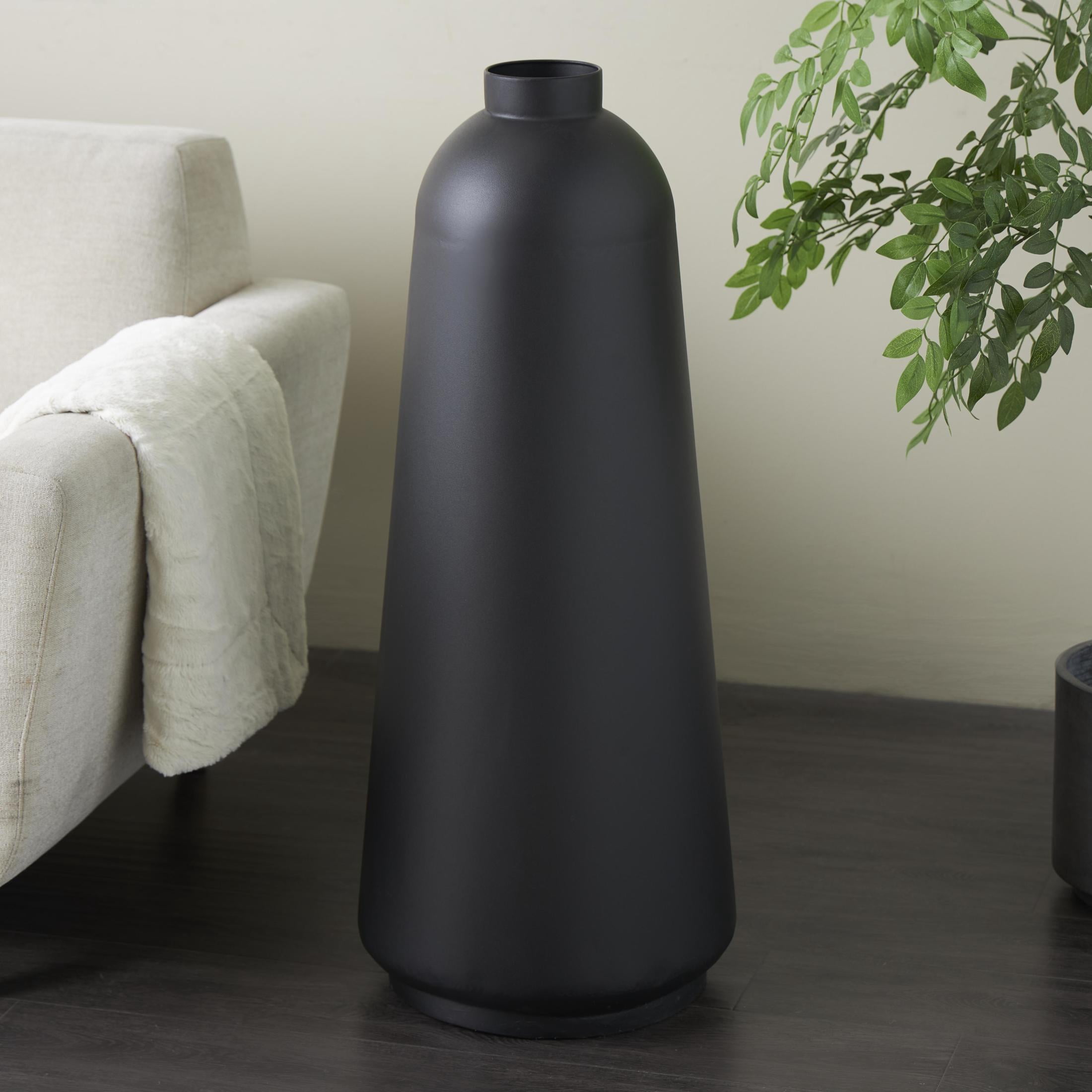 DecMode 37" Black Metal Vase with Narrow Opening