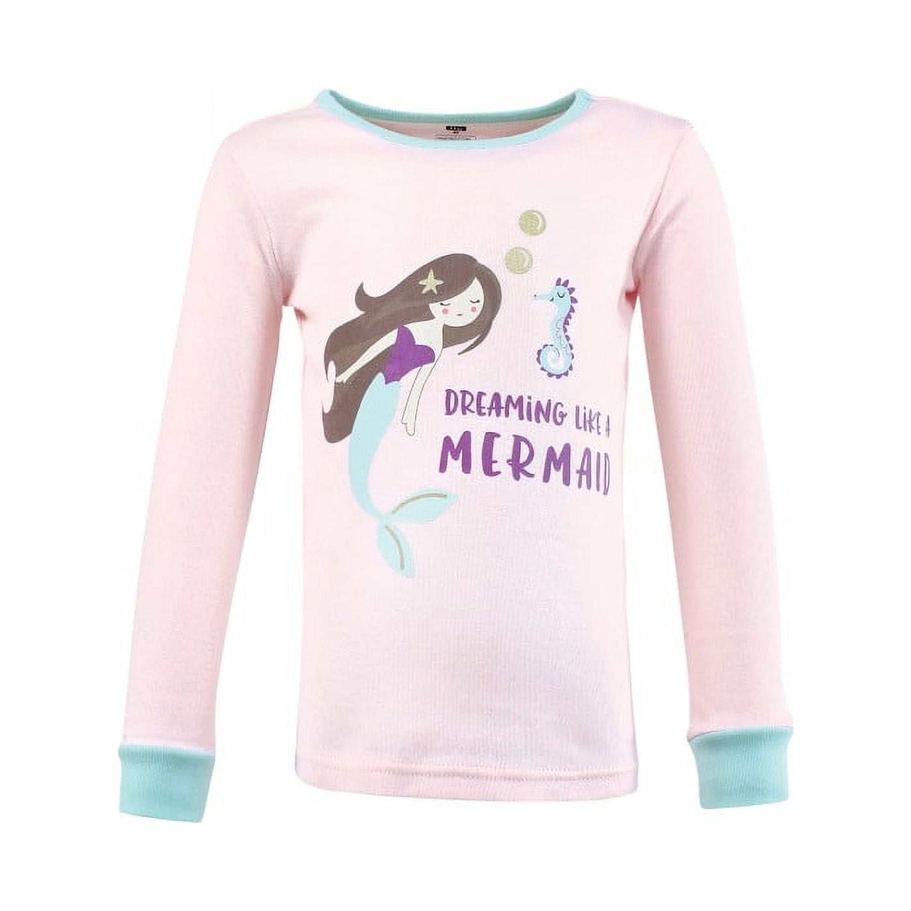 Hudson Baby Girl Cotton Pajama Set, Mermaid, 4 Toddler