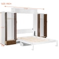 thumbnail image 3 of Full Size Murphy Bed with LED Lights and Wardrobes, Space-Saving Murphy Bed Cabinet Wall Bed with Drawers and Desk for Guest Room Home Office, White, 3 of 9