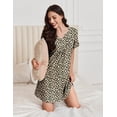 thumbnail image 5 of EKOUAER Nightgowns for Women Cotton Night Gowns Pleated Nightshirts Henley V Neck Sleepshirts Short Sleeve Sleepwear, 5 of 6