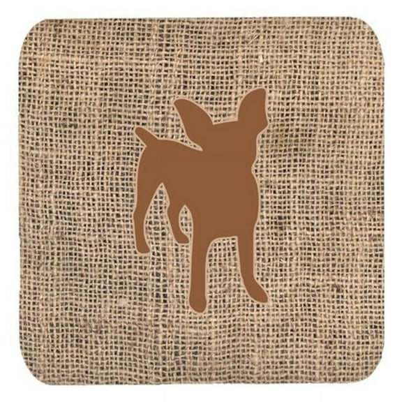 Chihuahua Burlap and Brown Foam Coasters, Set - 4